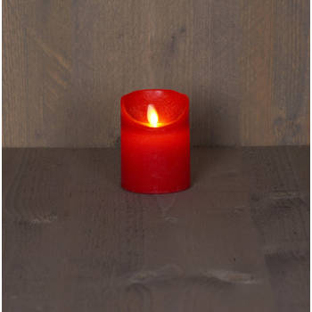 Anna's Collection - 4 stuks Batterijverlichting kaars wax rustiek bewegende vlam 7,5x10cm rood 3xaaa/timer