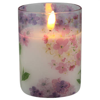 Magic Flame - LED kaars in glas bloem 10cm roze