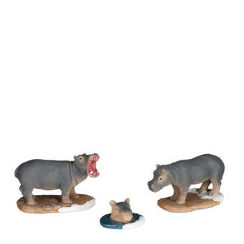 Luville - Hippopotamus family 3 stuks - l9,5xb5xh6cm