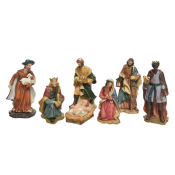 Decoris - Kerstgroep poly 7 figuur h15 cm mlt