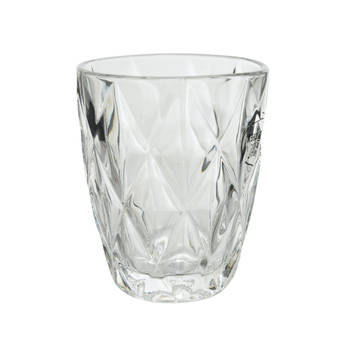 Waterglas glas geruit d8h13cm heldr