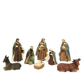 Decoris - Kerstgroep poly 8 figuren multi 8st