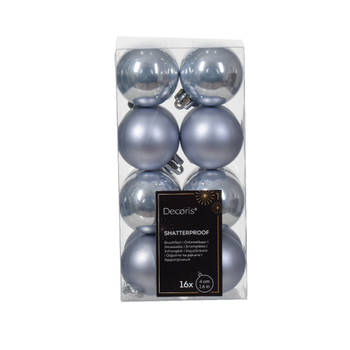 Decoris - Kerstbal kunststof d4 cm mblw 16st kerst