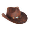 Cowboy/western verkleed hoed - bruin - leren look - voor volwassenen - Verkleedhoofddeksels