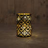 Anna's Collection - Cylinder Glass Baroque Black/Gold 10X15Cm / 8Led Warm W