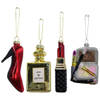 IKO kersthangers pump, parfum, lipstick, portemonnee - 3x st - glas - Kersthangers