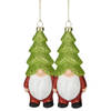 Christmas Decoration kersthanger gnome/kabouter - 2x - kunststof - 12,5 cm - Kersthangers