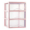 Plasticforte Ladeblokje/bureau organizer 3x lades - transparant/roze - L26 x B36 x H37 cm - Ladeblok