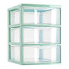 Plasticforte Ladeblokje/bureau organizer 3x lades - transparant/mintgroen - L18 x B25 x H25 cm - Ladeblok