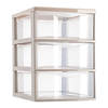 Plasticforte Ladeblokje/bureau organizer 3x lades - transparant/beige - L18 x B25 x H25 cm - Ladeblok