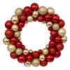 Feeric lights and christmas deurkrans kerstballen - rood/goud - D35 cm - Kerstkransen