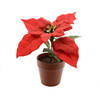 Decoris - Poinsettia zijde pot d16h14 cm kerstrood