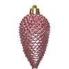 Decoris - 2 stuks Ornament plastic dennenappel glitter d4,5 en h8 cm cm veloursroze 6st