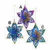 Kurt S. Adler - Plastic purple, blue, green & fucshia peacock with gold glitter snowflake ornament assorted