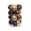 Decoris - Kerstballen glas d8 cm bruin 16st kerst