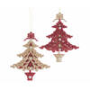 Kurt S. Adler - Acrylic ruby red & platinum christmas tree ornament assorted