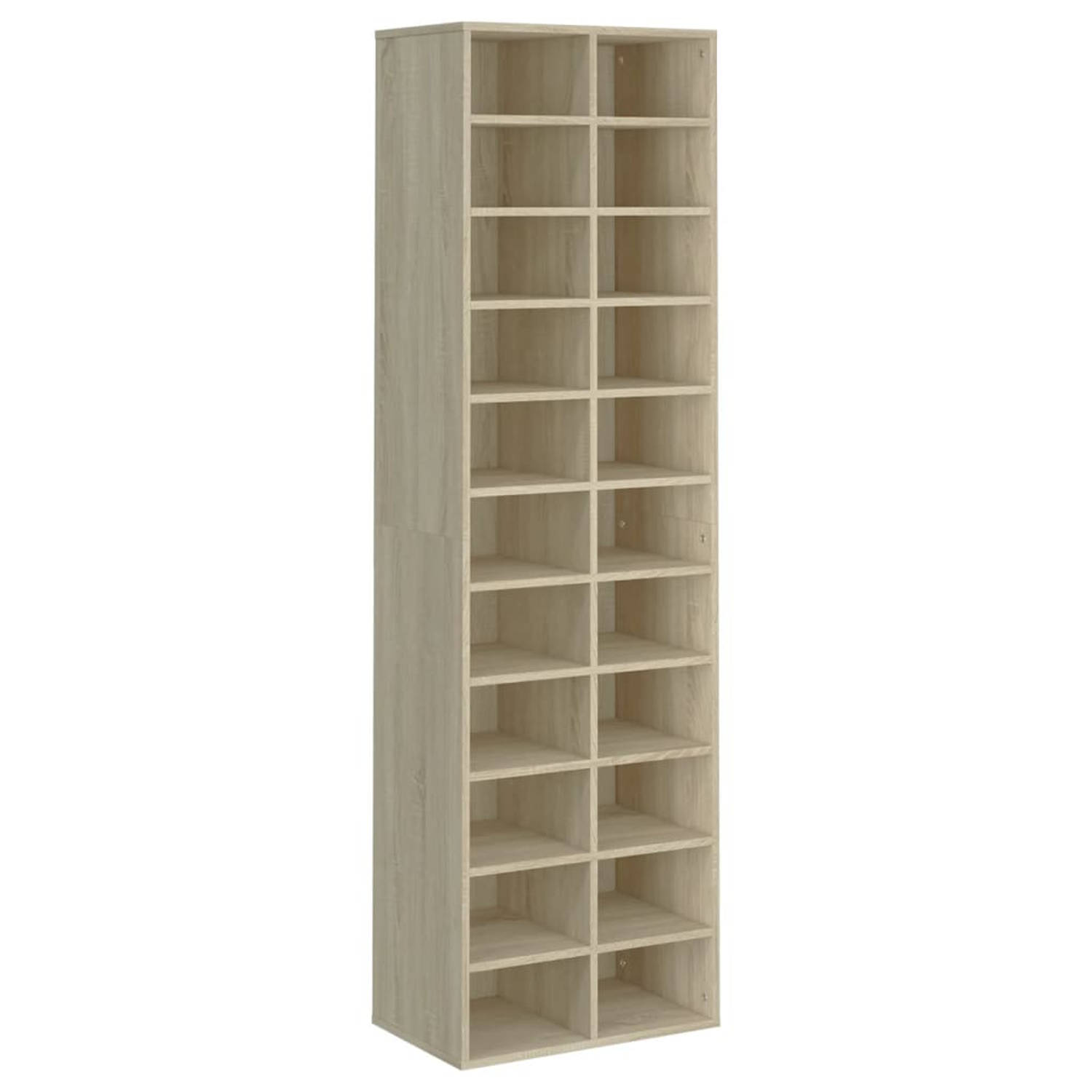 The Living Store Schoenenkast 54x34x183 cm bewerkt hout sonoma eikenkleurig - Schoenenkast