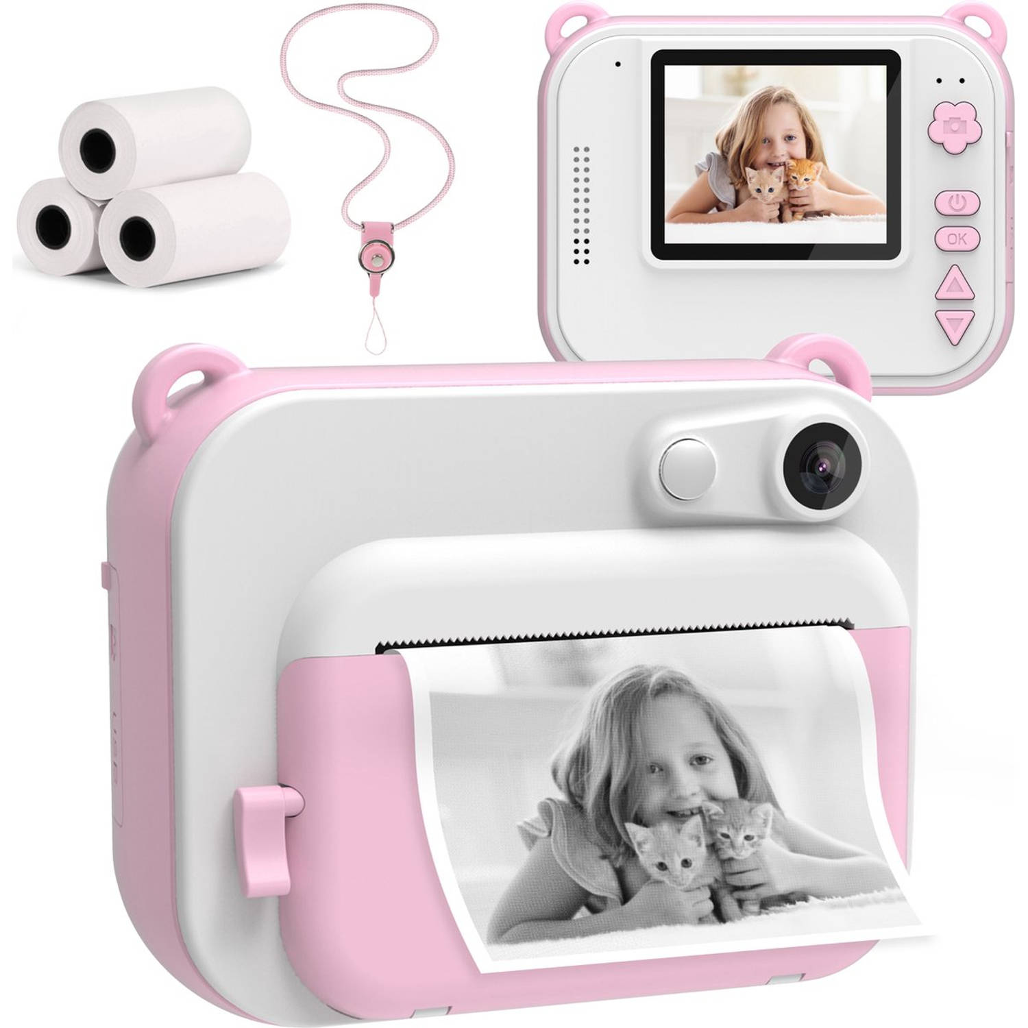 Silvergear Kindercamera Mobiele Fotoprinter 4 Games MP3 Roze