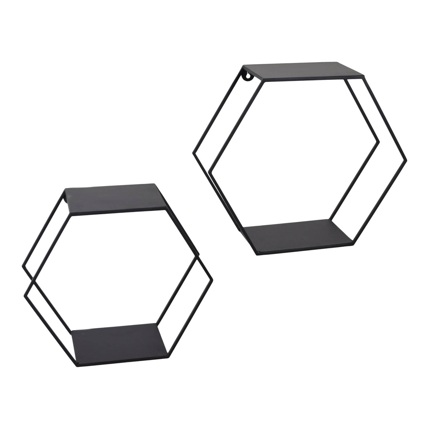 LOFT42 Hexagon Set van 2 Wandboxen Zeshoek Zwart 41x36