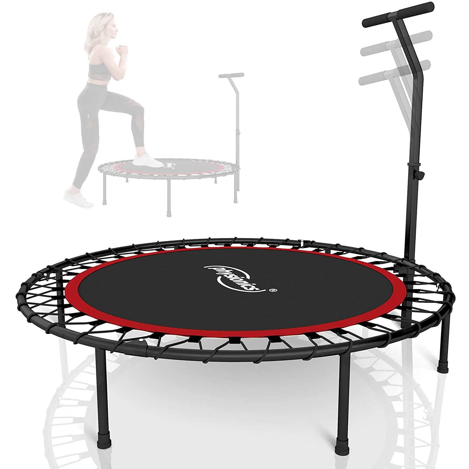 Physionics- Fitness trampoline diameter 101 cm, in hoogte verstelbare handgreep, tot 120 kg, inklapb