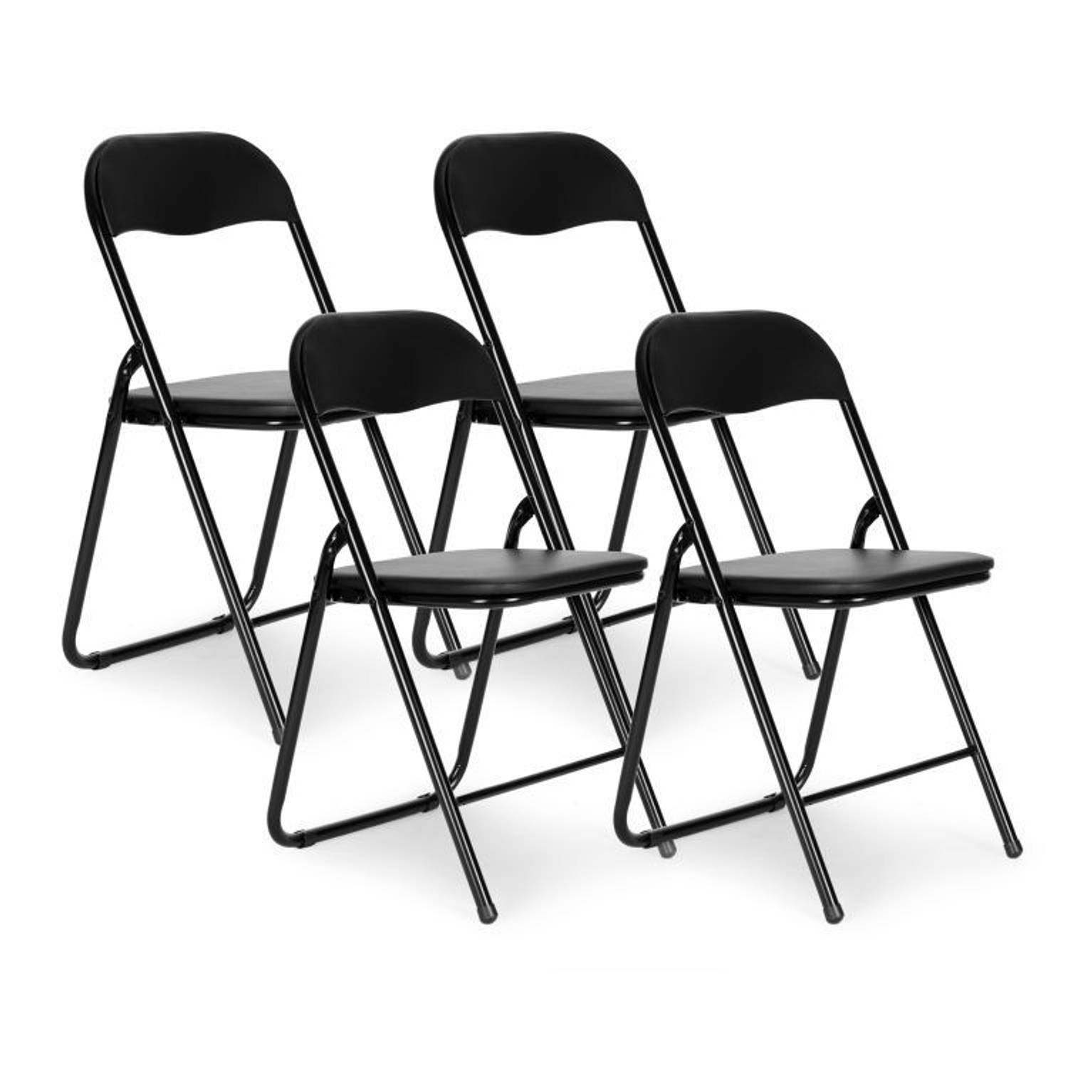 Set van 4 klapstoelen zwart met een zithoogte van 44.5 cm - gemakkelijk op te bergen en ideaal voor feesten en verjaardagen