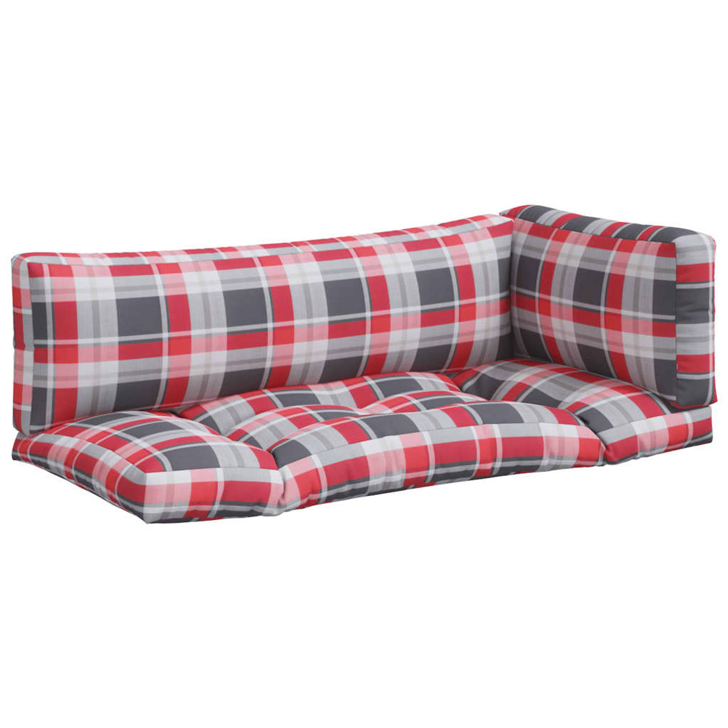The Living Store Palletkussens - Polyester - 103x58x10 cm - Rood ruitpatroon