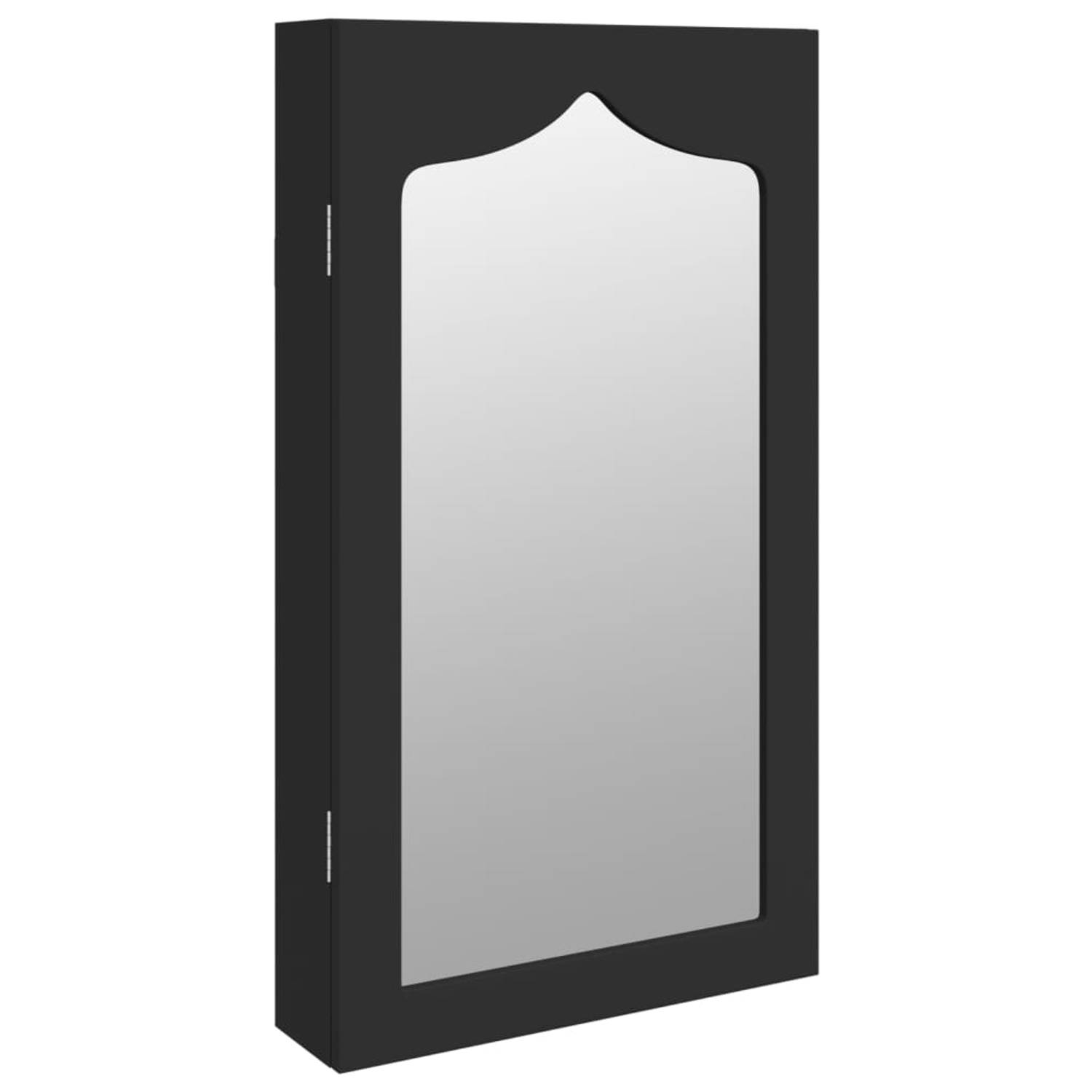 The Living Store opbergkast met spiegel - sieradenkast - 37.5 x 10 x 67 cm - zwart