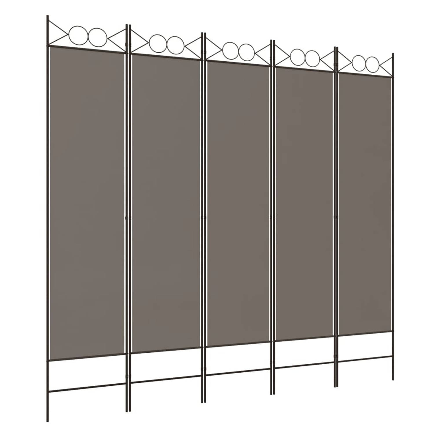 The Living Store Kamerscherm - 5 Panelen - Antraciet - 200 x 200 cm - Duurzaam materiaal