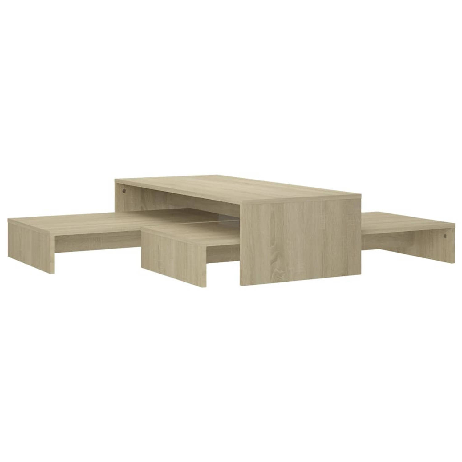 The Living Store Salontafelset - Sonoma Eiken - 100x100x26.5 cm - Spaanplaat