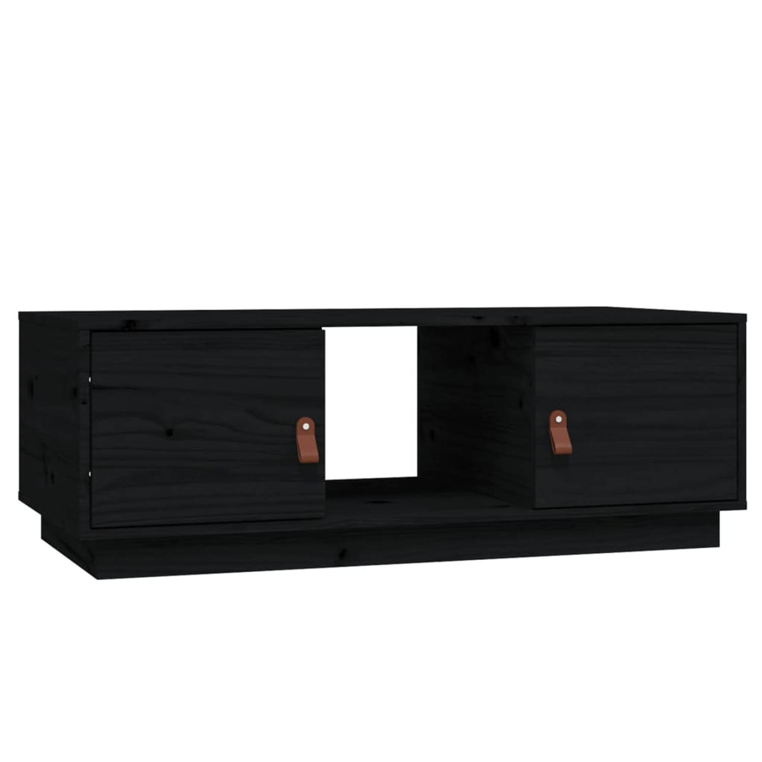 The Living Store Salontafel 100x50x35 cm massief grenenhout zwart - Tafel