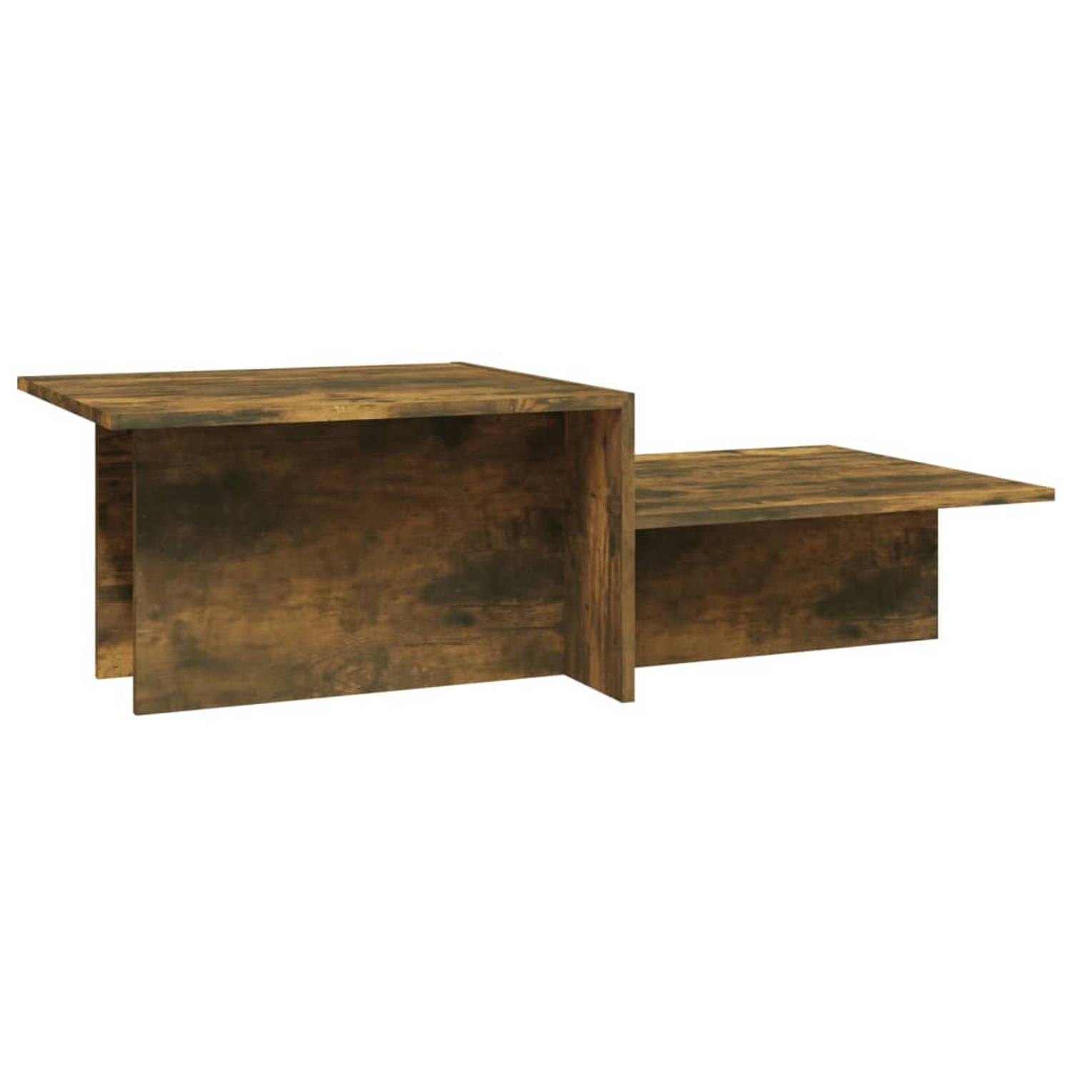 The Living Store Salontafel 111-5x50x33 cm bewerkt hout gerookt eikenkleurig - Tafel