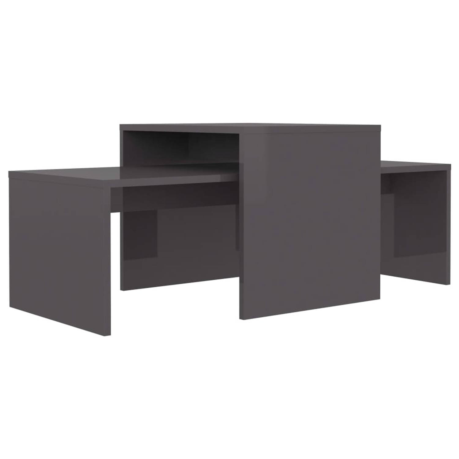 The Living Store Salontafelset 100x48x40 cm spaanplaat hoogglans grijs - Tafel