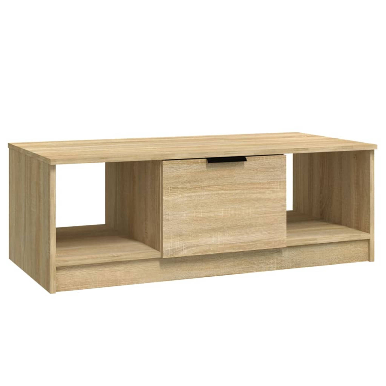 The Living Store Salontafel - Sonoma eiken - Bewerkt hout - 102 x 50 x 36 cm - Extra opbergruimte