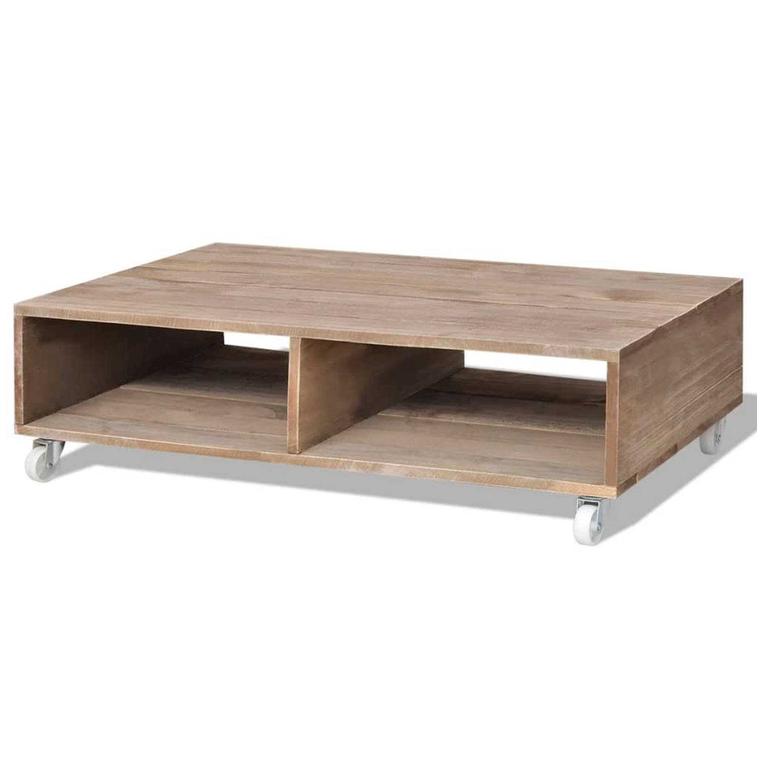 The Living Store Salontafel - Massief hout - 87 x 56 x 25 cm - Bruin