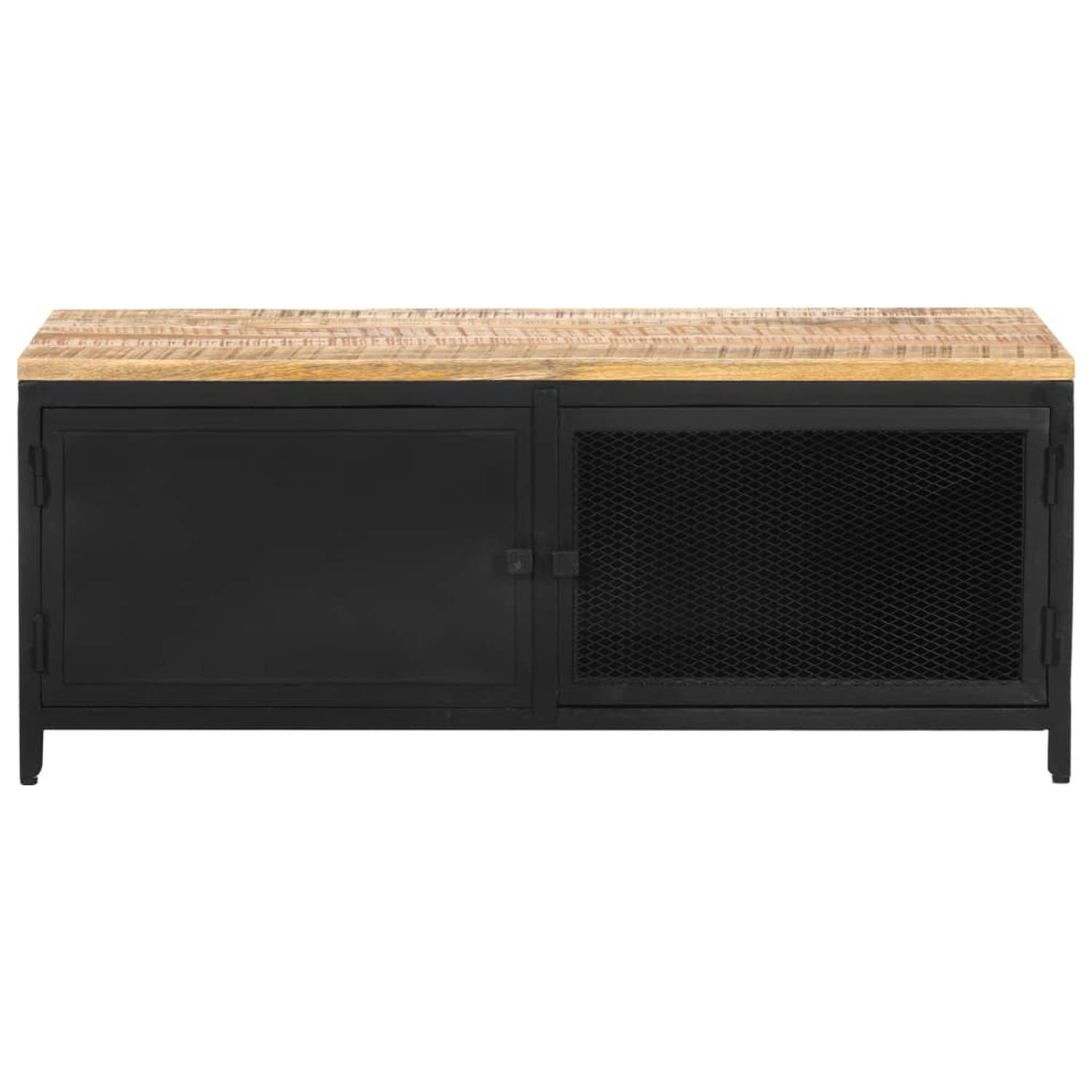 The Living Store Salontafel 90x50x37 cm massief ruw mangohout - Tafel