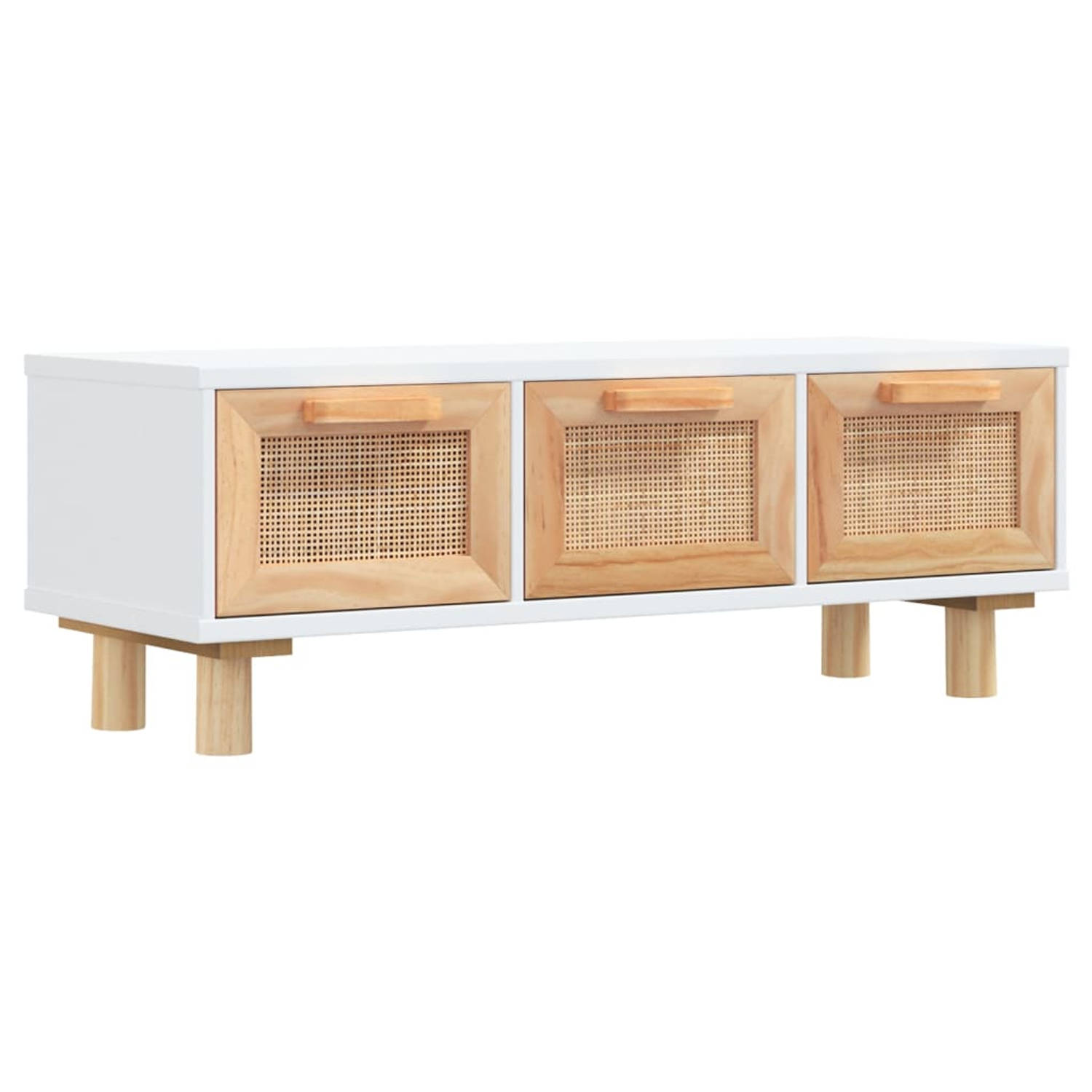 The Living Store Salontafel 80x40x30 cm bewerkt hout en grenenhout wit - Tafel