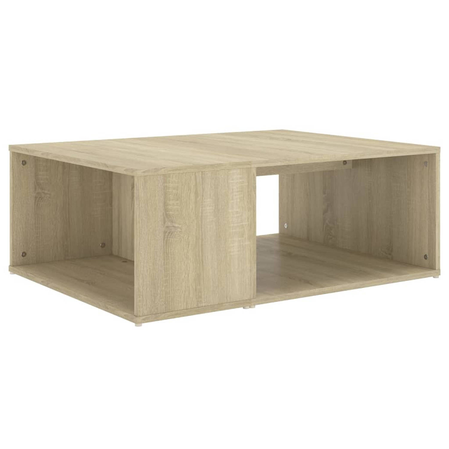 The Living Store salontafel - praktische woonkamertafel - 90 x 67 x 33 cm - stabiel - schoon te maken - kleur- sonoma eiken - materiaal- spaanplaat