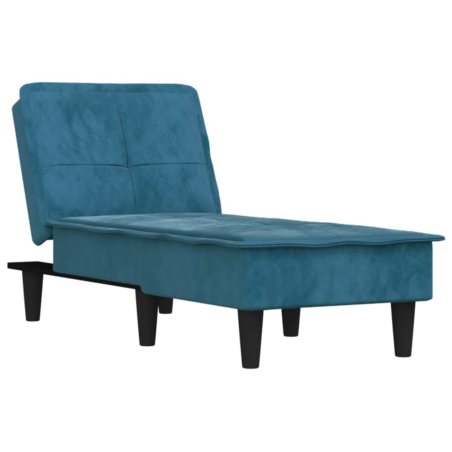 The Living Store Chaise longue fluweel blauw - Chaise longue