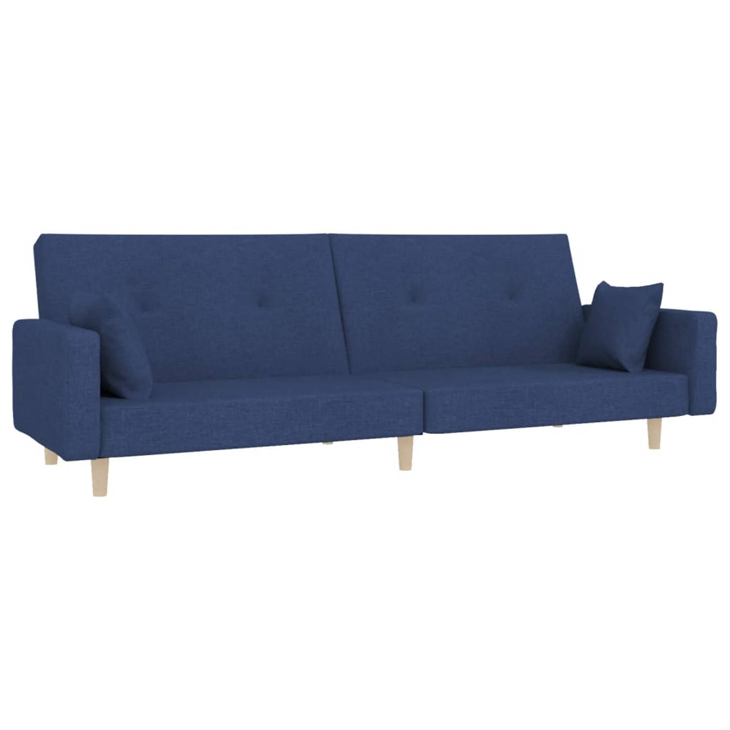 The Living Store Slaapbank 2-zits met 2 kussens stof blauw