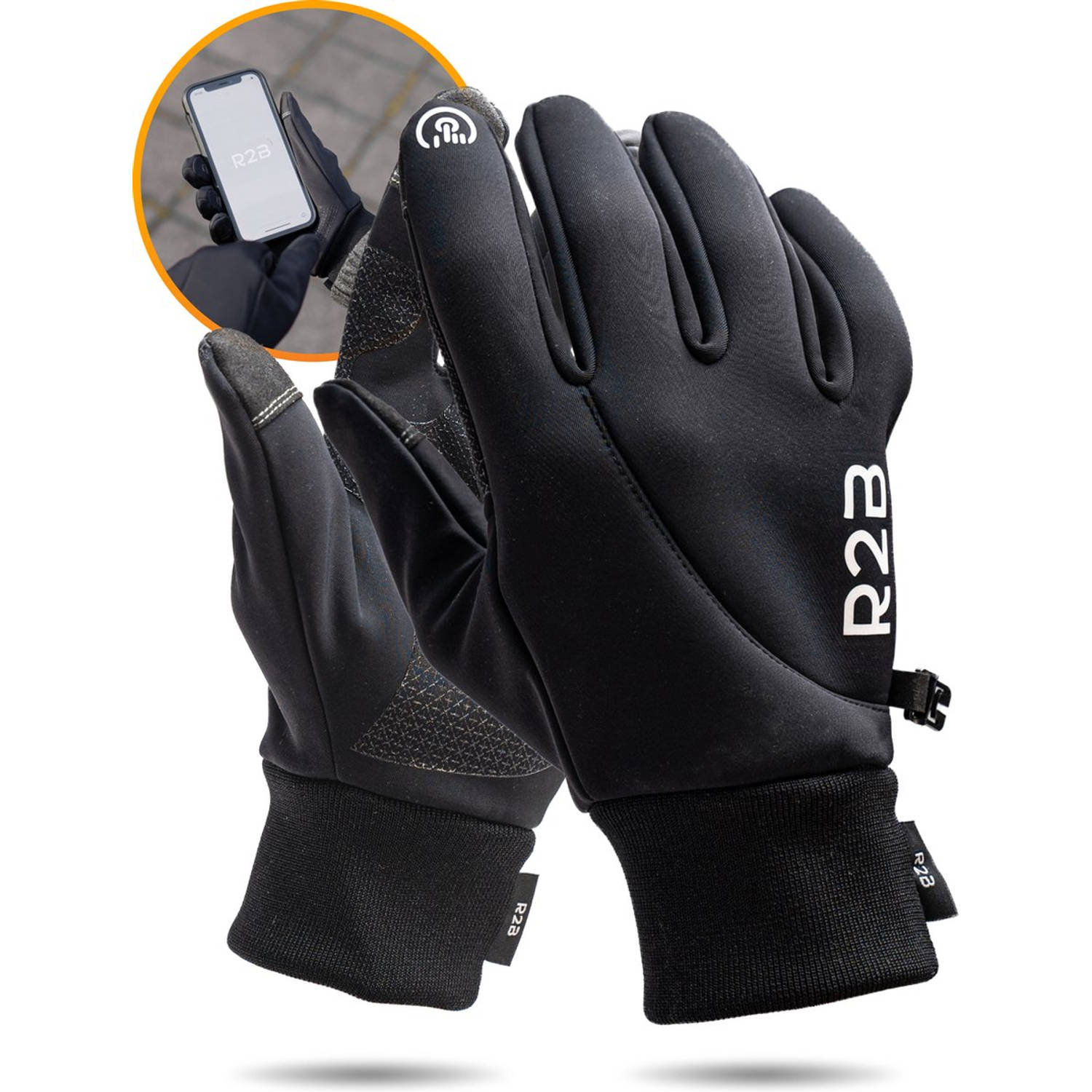 R2B® Touchscreen Handschoenen Winter - Maat XXL - (Spat) Waterdichte Handschoenen Heren - Handschoenen Dames - Scooter/Fiets - Model Gent