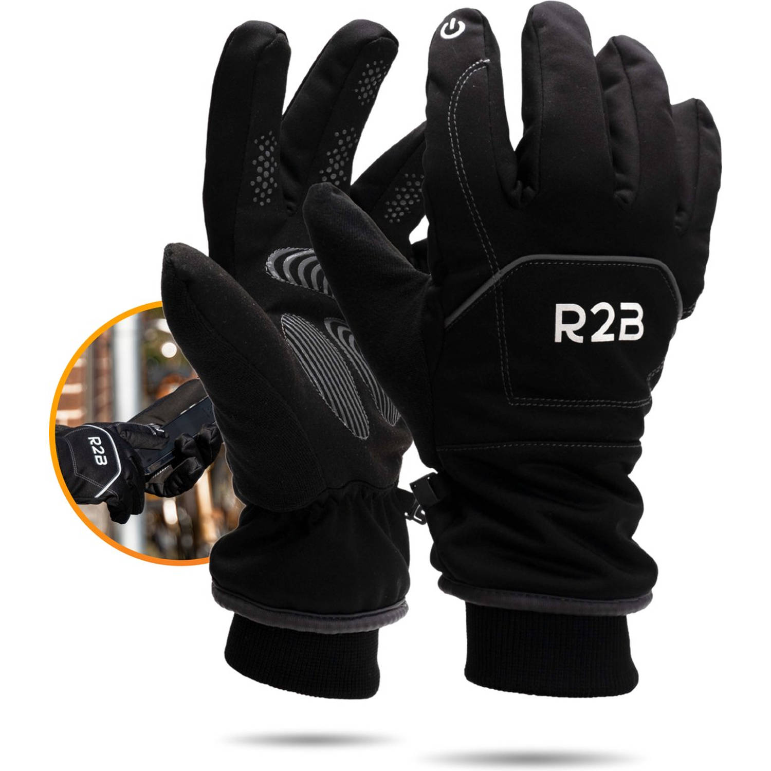 R2B Luxe waterdichte handschoenen heren-dames winter Maat S Model Brussel Warm Touchscreen