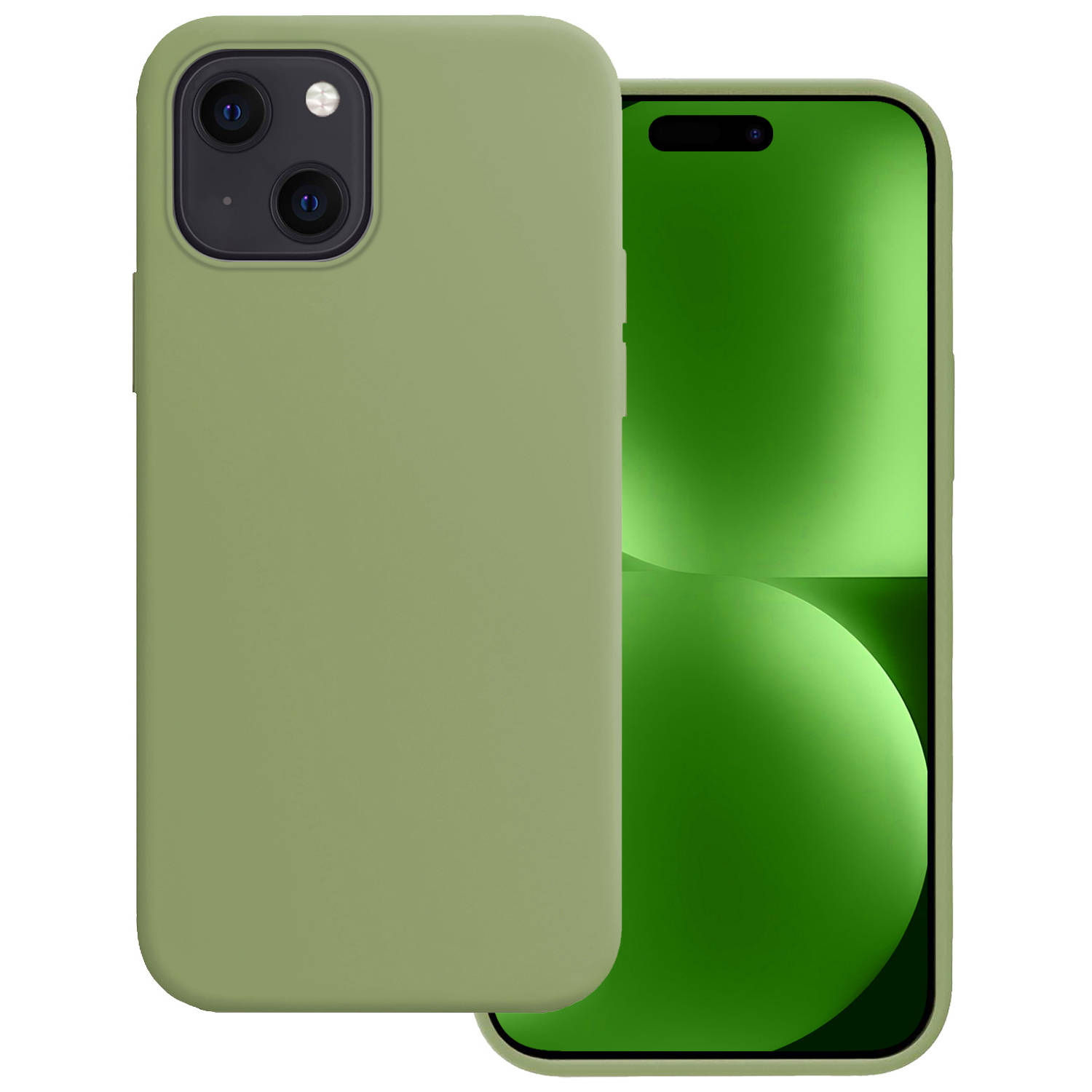 Basey iPhone 15 Hoesje Siliconen Back Cover Case iPhone 15 Hoes Silicone Case Hoesje Groen