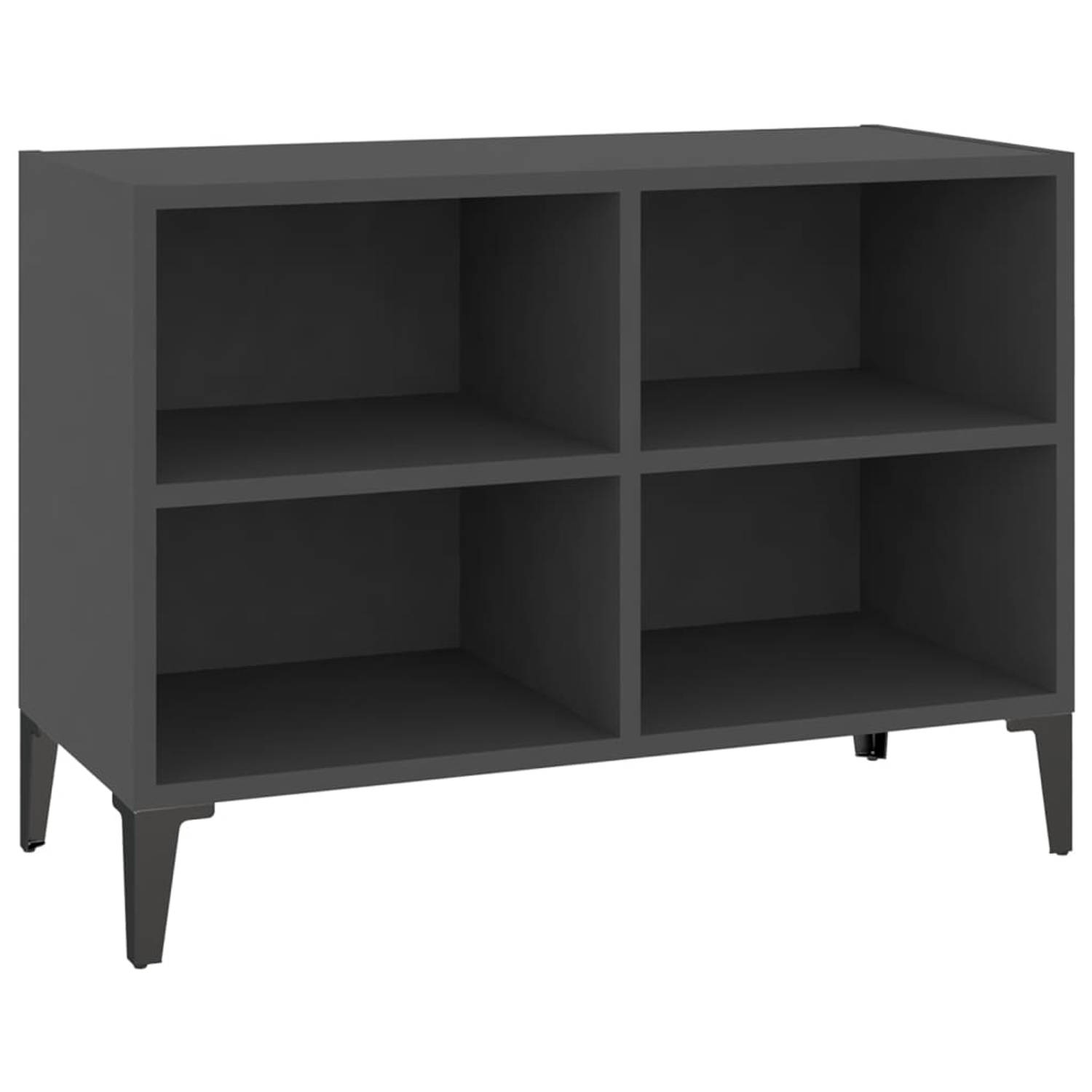 The Living Store TV-meubel - industriële charme - stabiel en stevig - grijs - 69.5 x 30 x 50 cm - met 4 vakken