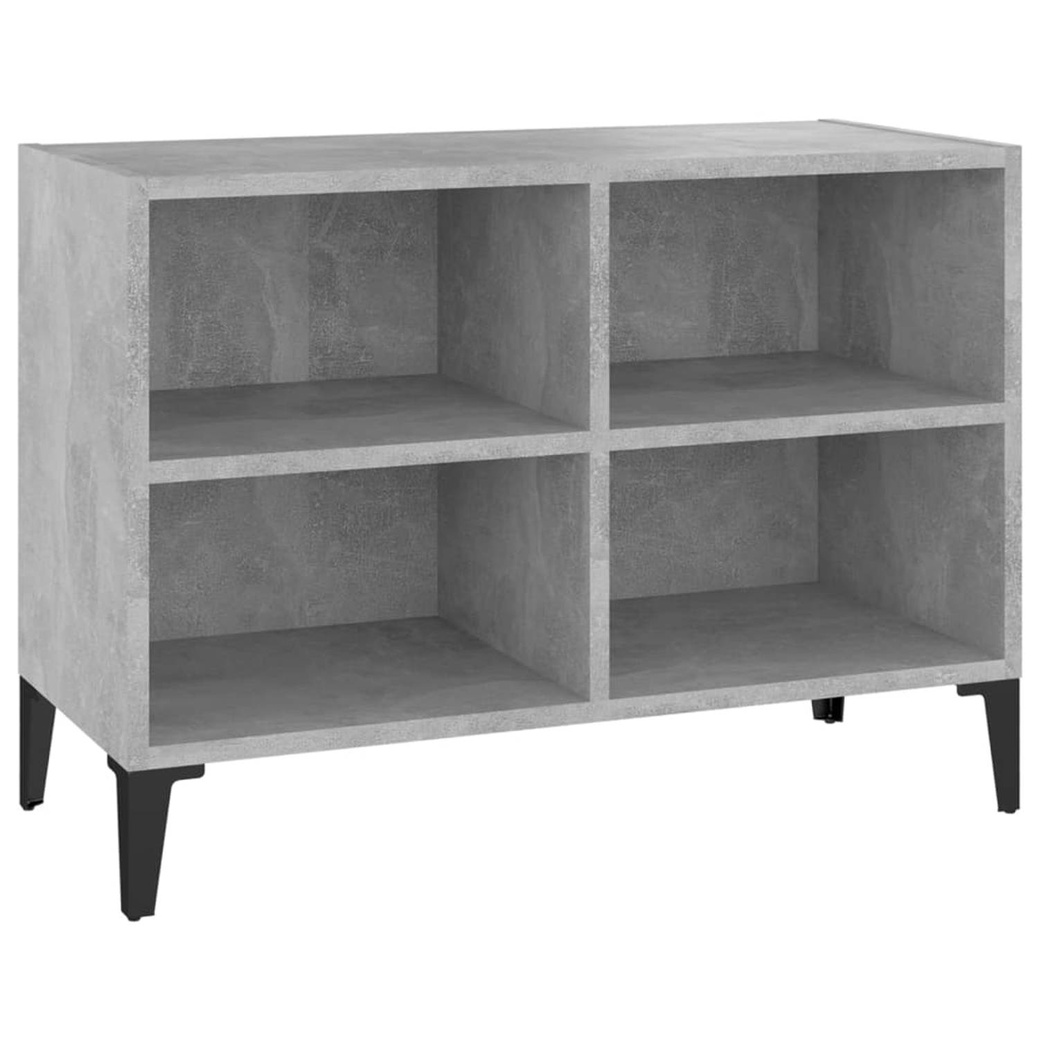 The Living Store TV-meubel Industrieel - 69.5 x 30 x 50 cm - Betongrijs - Met 4 poten - 4 vakken