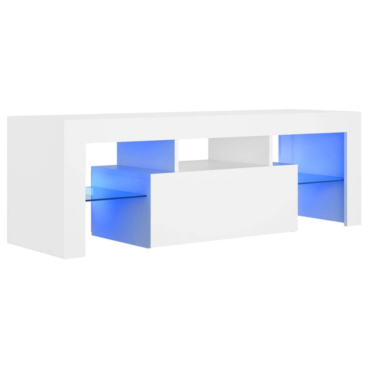 The Living Store TV-meubel TV-kast 120 x 35 x 40 cm RGB LED-verlichting wit bewerkt hout