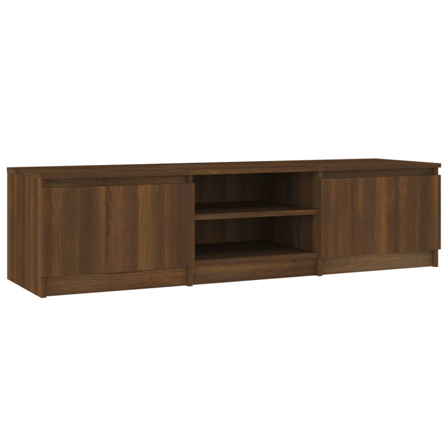 The Living Store Tv-meubel 140x40x35-5 cm bewerkt hout bruineikenkleurig - Kast