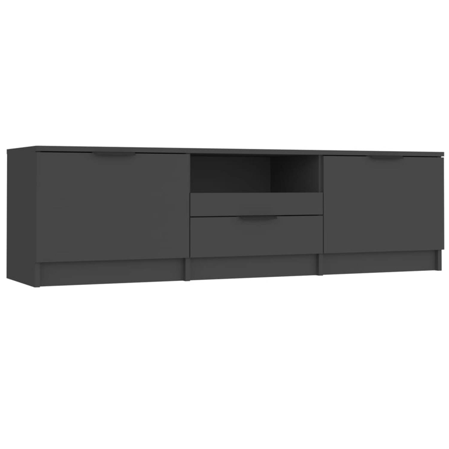 The Living Store Tv-meubel 140x35x40 cm bewerkt hout zwart