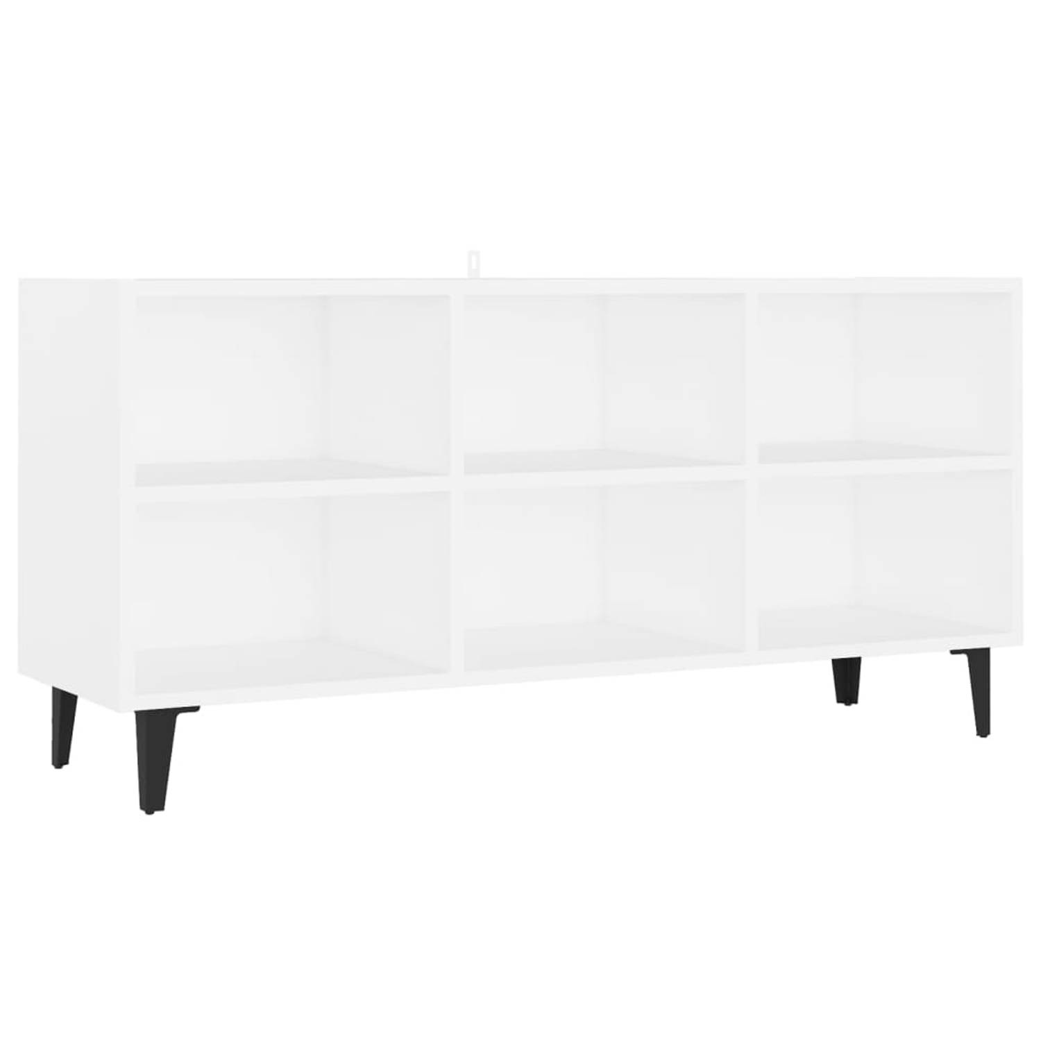 The Living Store TV-meubel Industriële Charme - 103.5 x 30 x 50 cm - Wit - Bewerkt hout en metaal