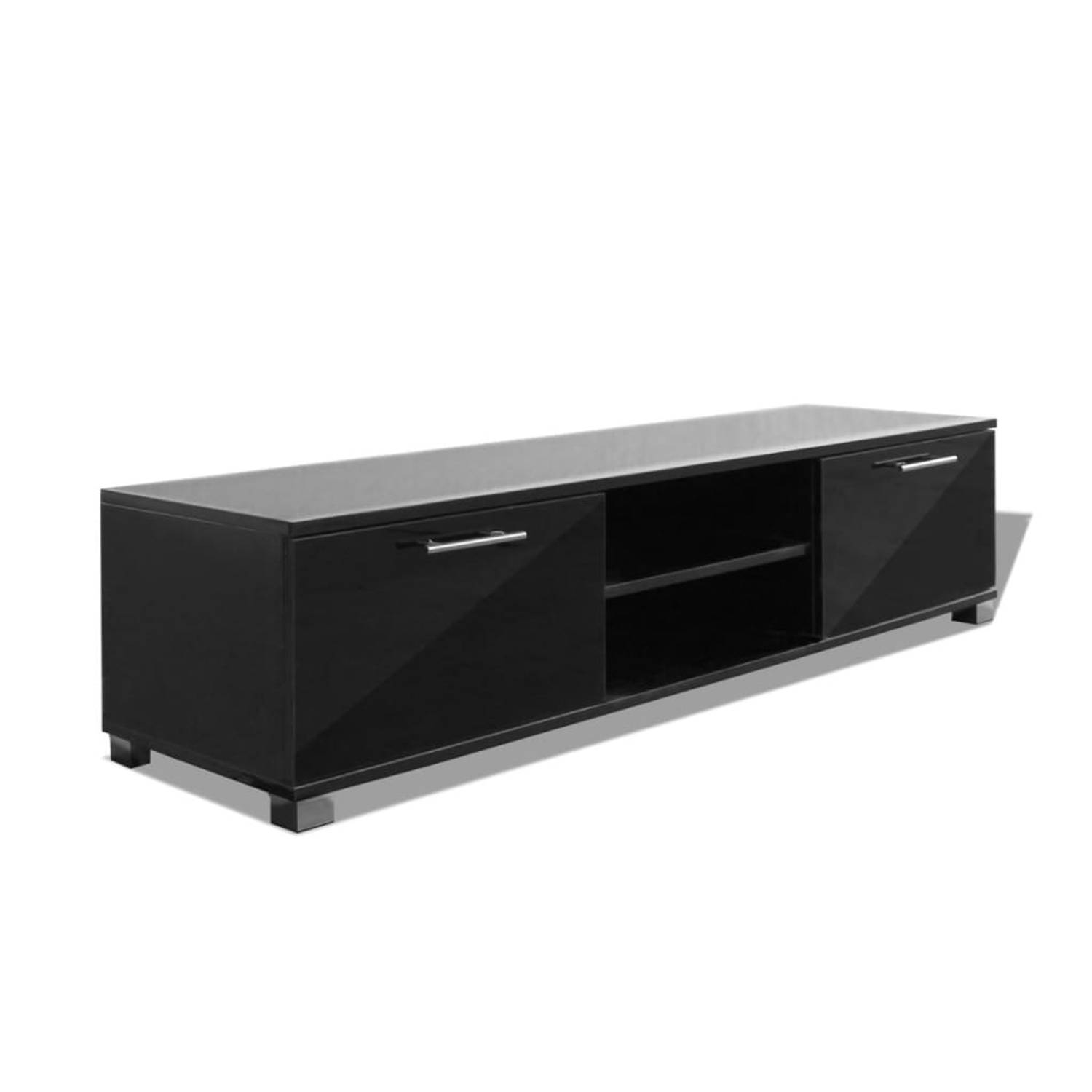The Living Store TV-meubel Hoogglans Zwart - 120x40.3x34.7 cm - Ruime Opbergruimte - Modern Design