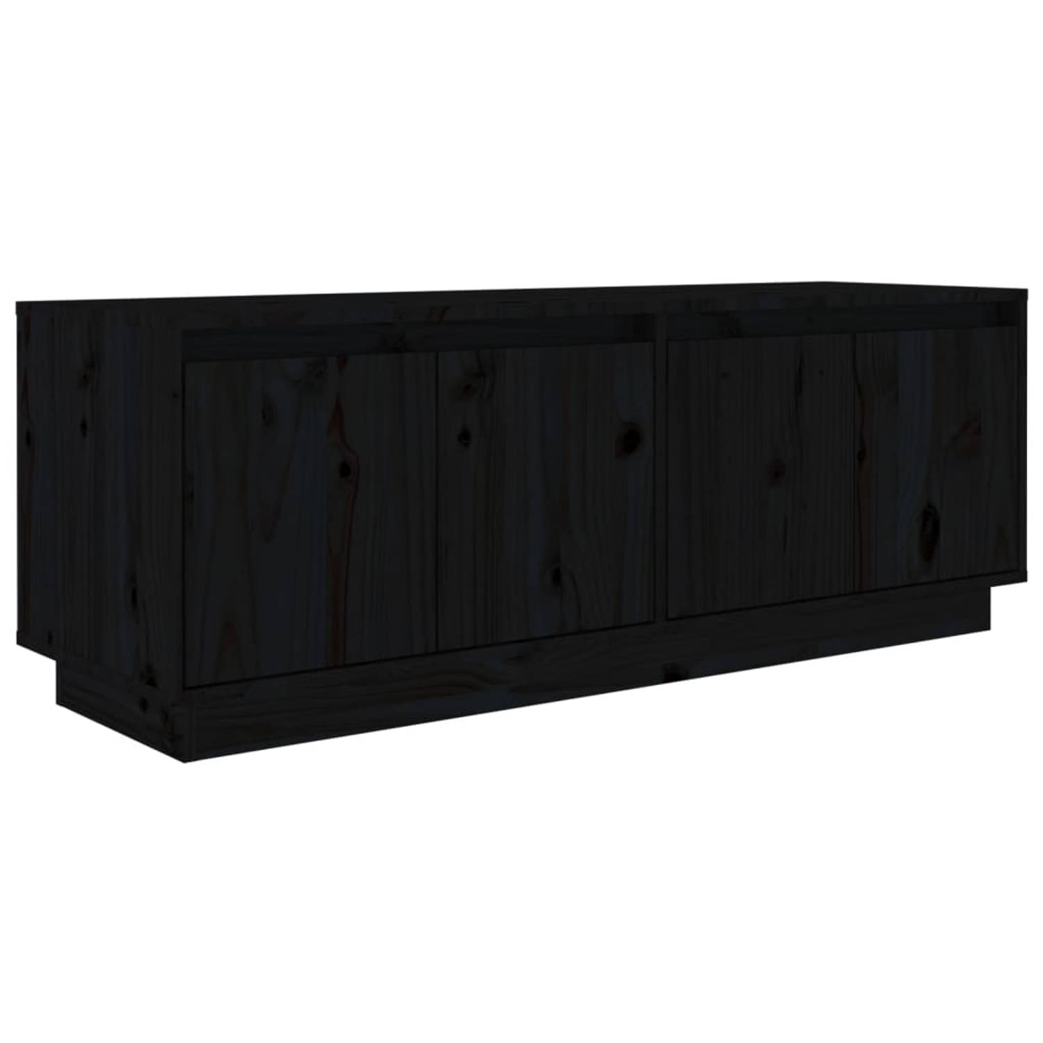 The Living Store Tv-meubel 110x34x40 cm massief grenenhout zwart - Kast